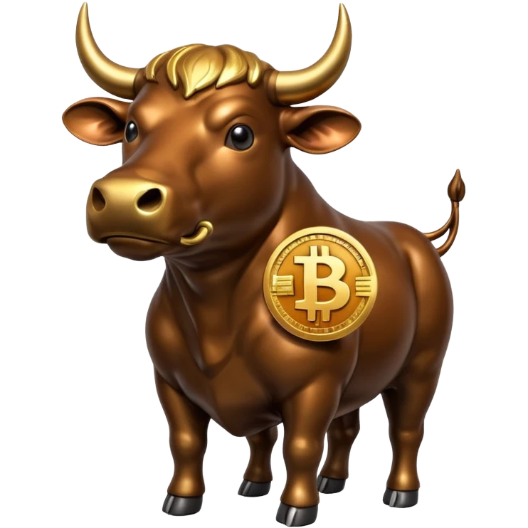 bull holding a bitcoin coin emoji