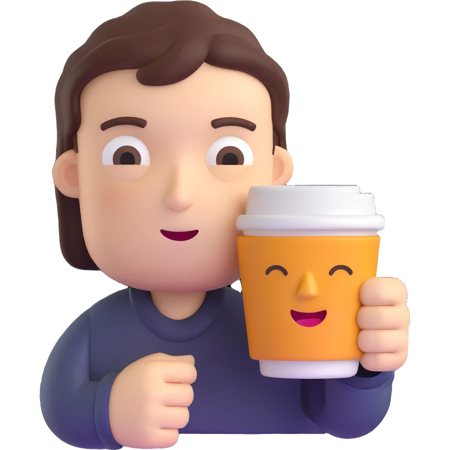 3D sleepy face with coffee cup waking up emoji