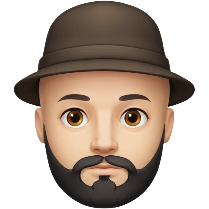bald man with a beard and tattoo, wearing a hat emoji