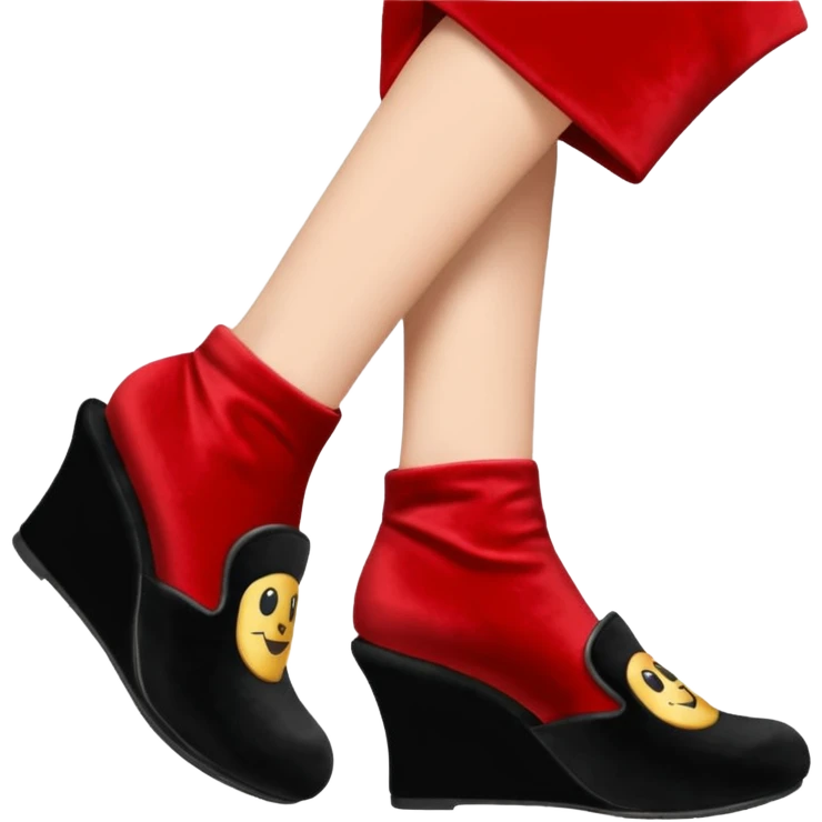 Black slippers with 3 inch wedge heels emoji