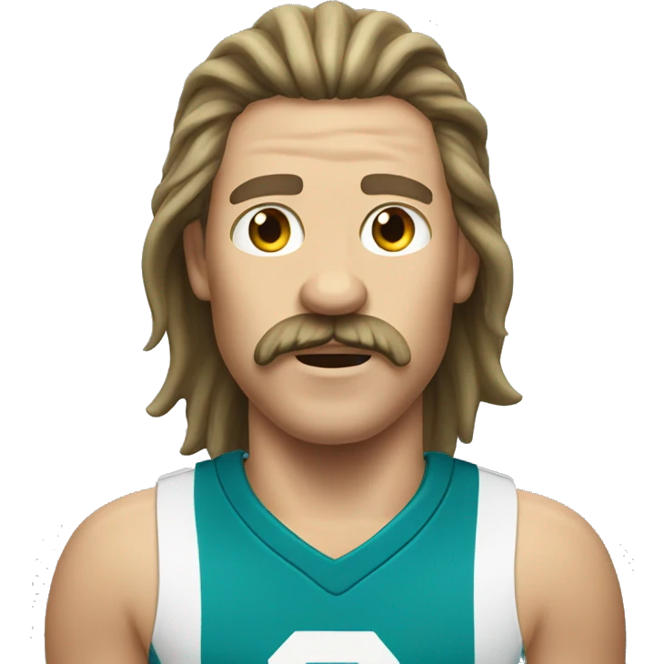 white athlete with a mustache and a mullet yelling  emoji