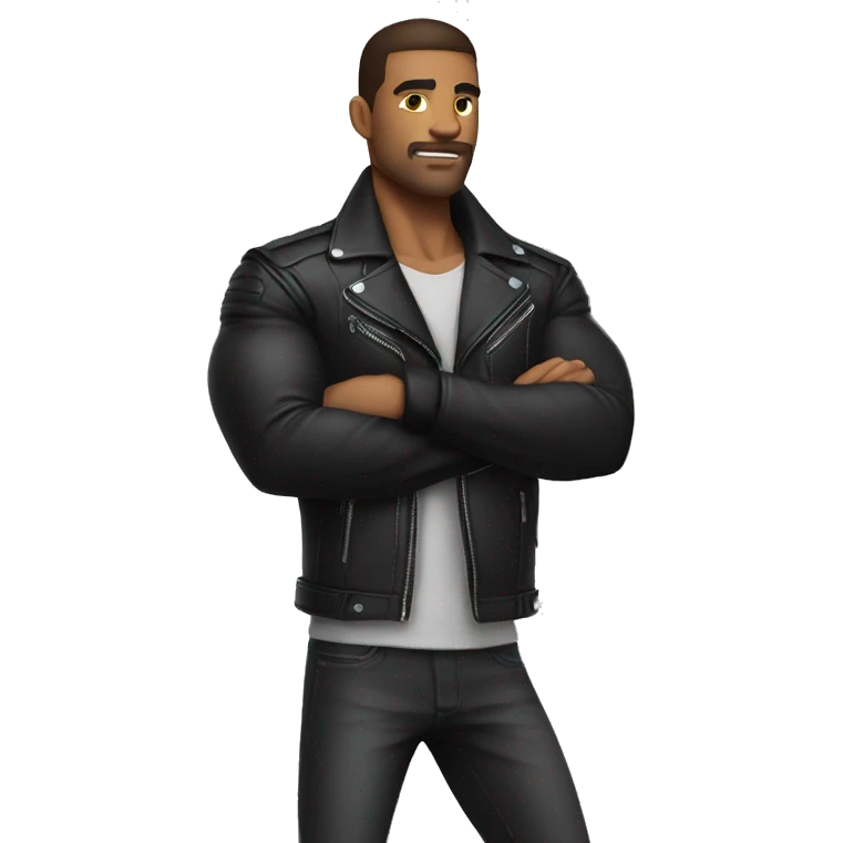 Muscular man in biker jacket  emoji