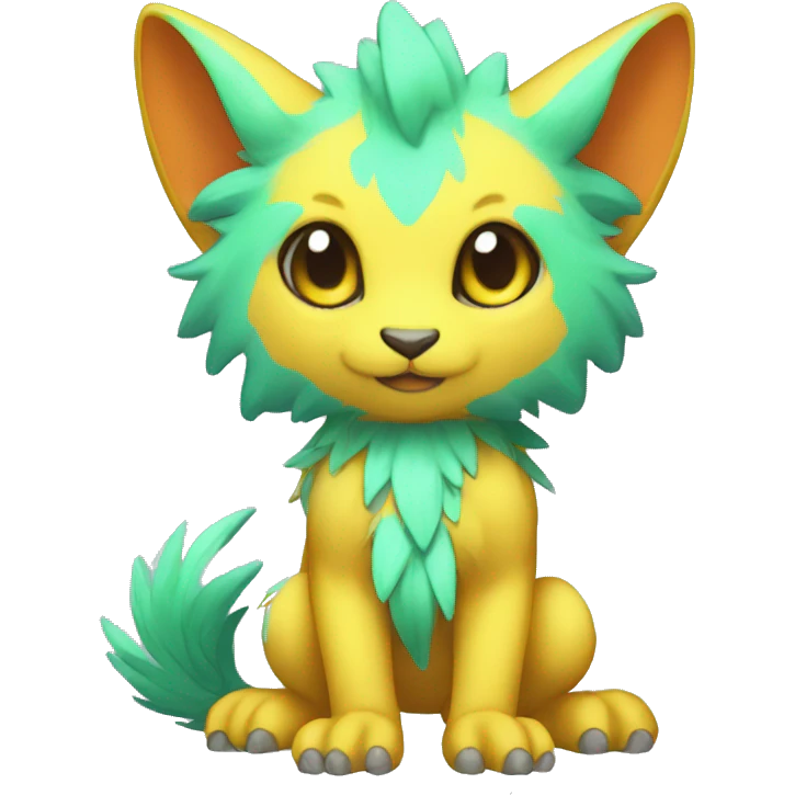 Cute cool colorful fantasy animal hybrid Fakemon full body emoji