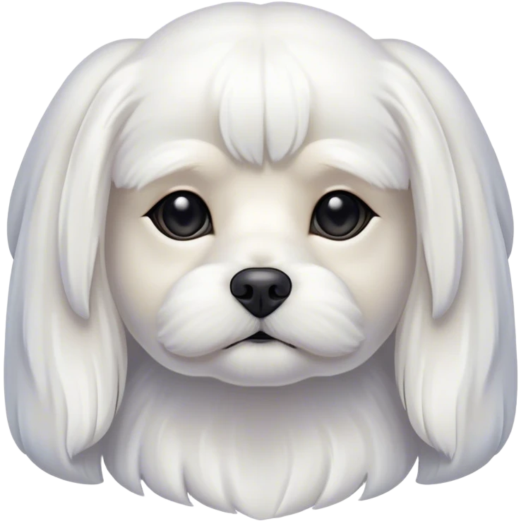 Cinematic Noble Maltese Portrait Emoji, Poised and regal, with a delicate, compact build and a pristine, silky white coat, deep-set soulful dark eyes, Simplified yet sharp and sophisticated features, highly detailed, glowing with a soft, dignified glow, high shine, intelligent and gentle, stylized with an air of refinement, focused and attentive, soft glowing outline, capturing the essence of a watchful and graceful companion, so majestic it feels as though it could prance out of the screen with effortless authority! emoji