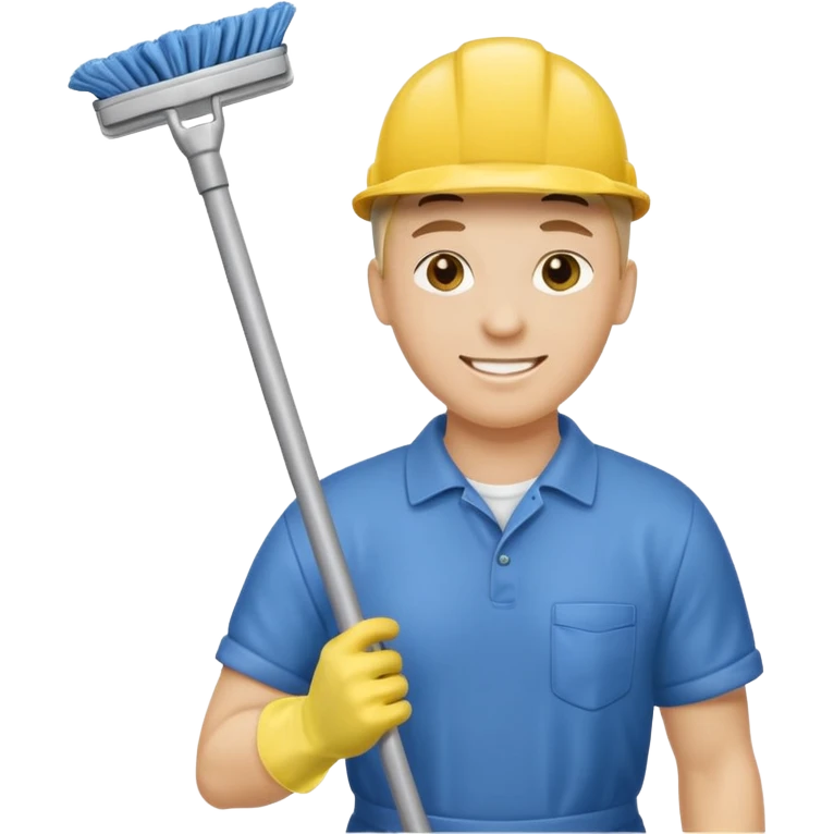 Custodian with yellow rubber gloves, mop emoji