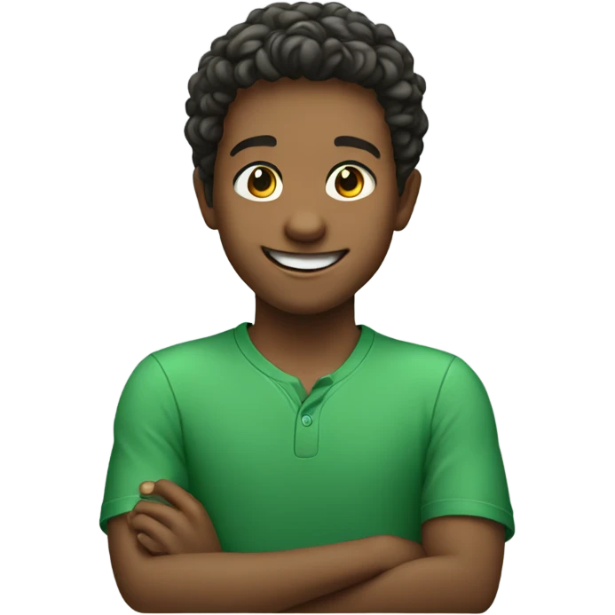 smiling boy in green shirt emoji