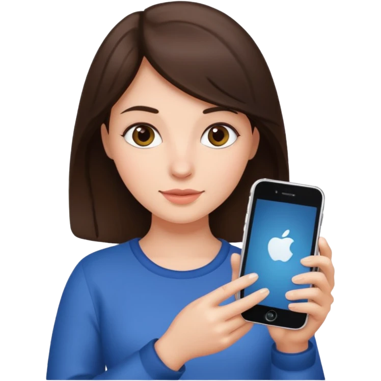 A brunette girl with iphone 15 emoji