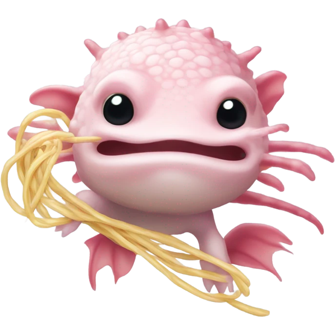 Axolotl eating noodles emoji