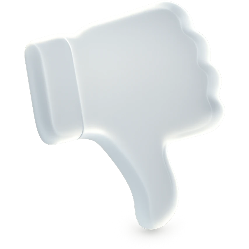 3D thumbs down, glassy transparent style, no text emoji