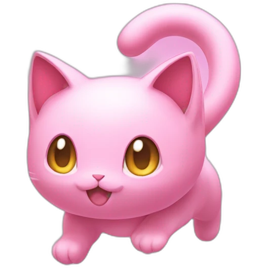 pink mew pokemon levitating emoji