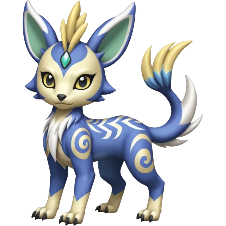 Tropical Tiny Marked Patterned Tribal WereGarurumon-Meloetta-Renamon-Absol-fusion-hybrid-creature (full body) emoji