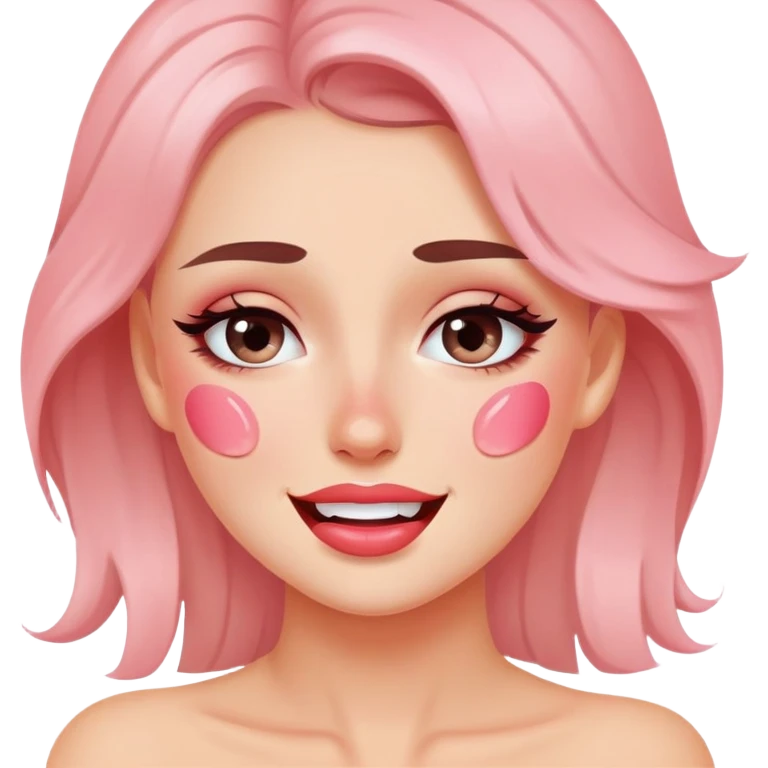 a sexy woman witha blush on her face, happy tears emoji