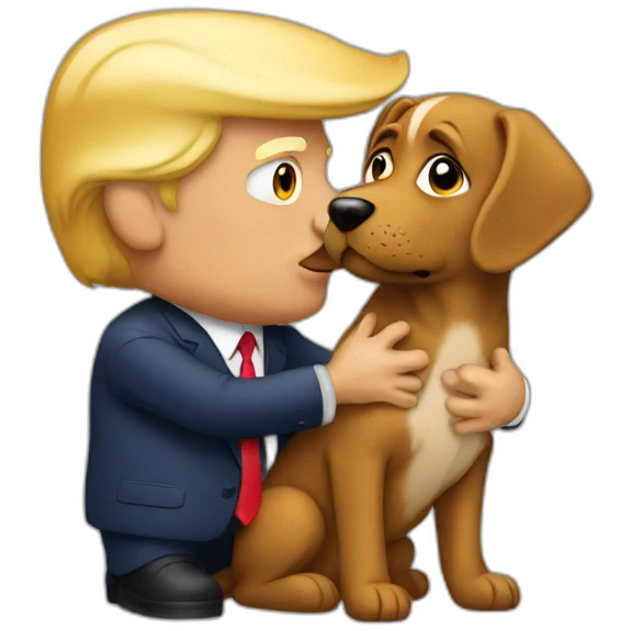 trump kissing a dog emoji