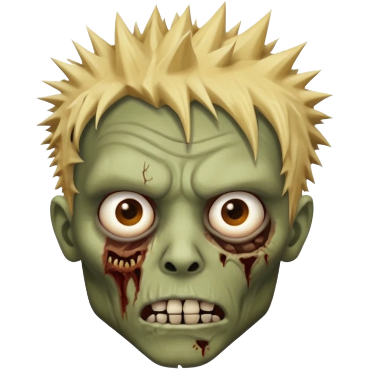 zombie face with spiky hair with blonde patch on the left and make him brownskin emoji
