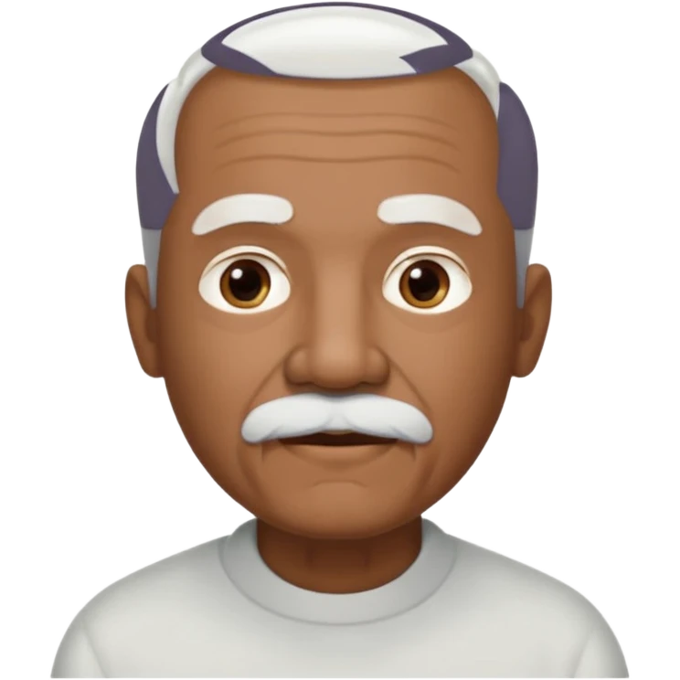 An elderly man emoji with medium-dark skin tone, short neatly trimmed white hair around the sides and back of his head, a bald top, and well-groomed facial hair — a small white mustache paired with a short rounded white goatee that frames his mouth. emoji