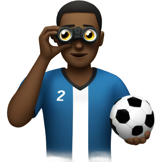 black man with binoculars watching soccer emoji
