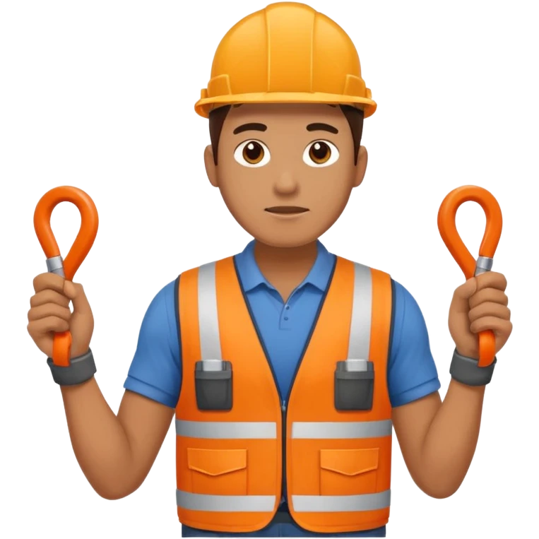 Electrician + cable coil + orange vest, Repair Crew. emoji
