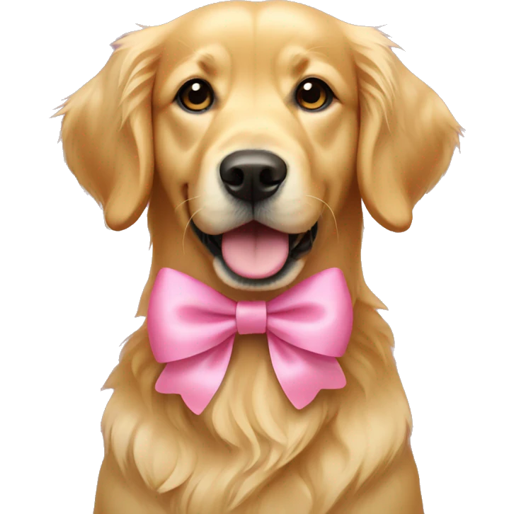 Golden retriever with pink bow emoji