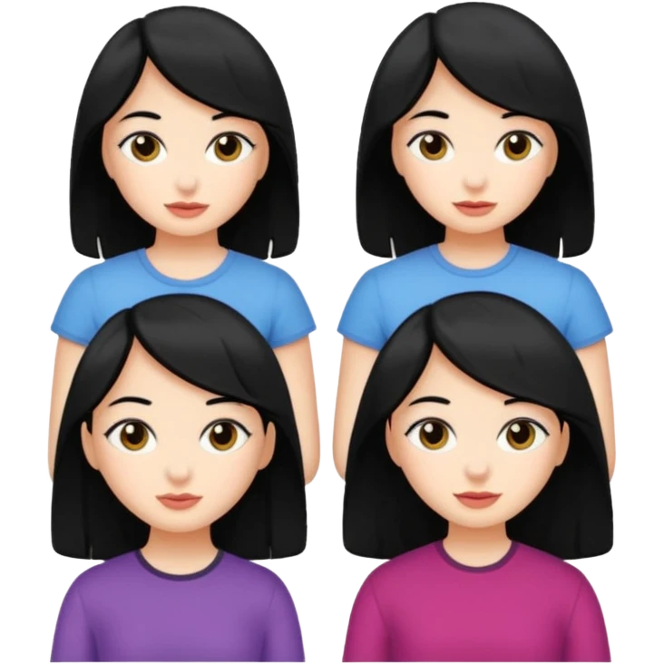 Five fair-skinned girls with black hair emoji
