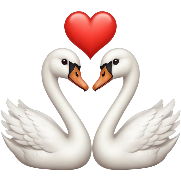 swan couple facing each other, small red heart above emoji