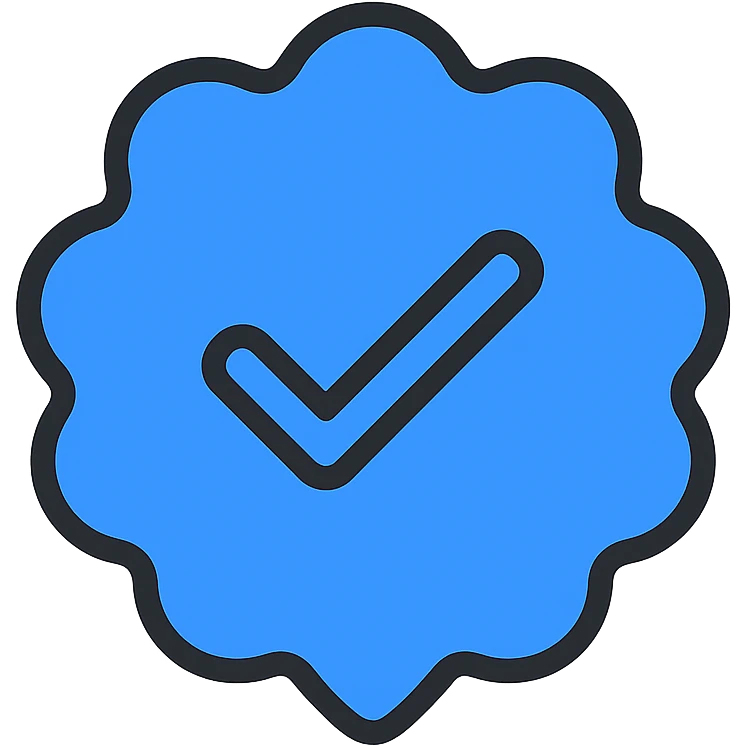 Instagram blue verification checkmark badge, clean and modern, suitable for use as an icon or emoji emoji