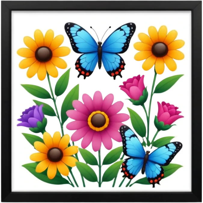 flowers butterflies frame certificates for kids emoji