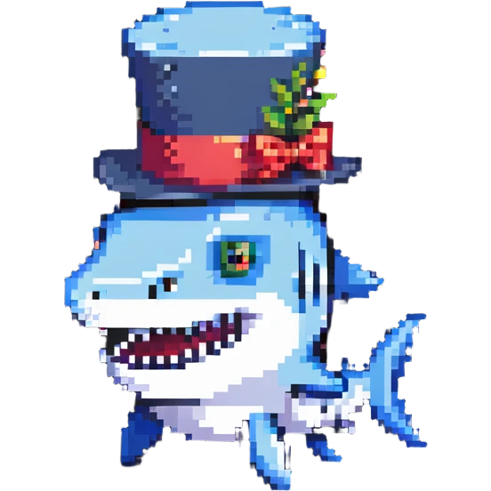 shark wearing a top hat emoji