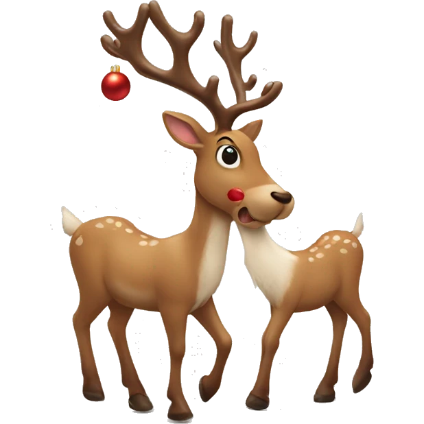 Christmas reindeer playing with other reindeer emoji