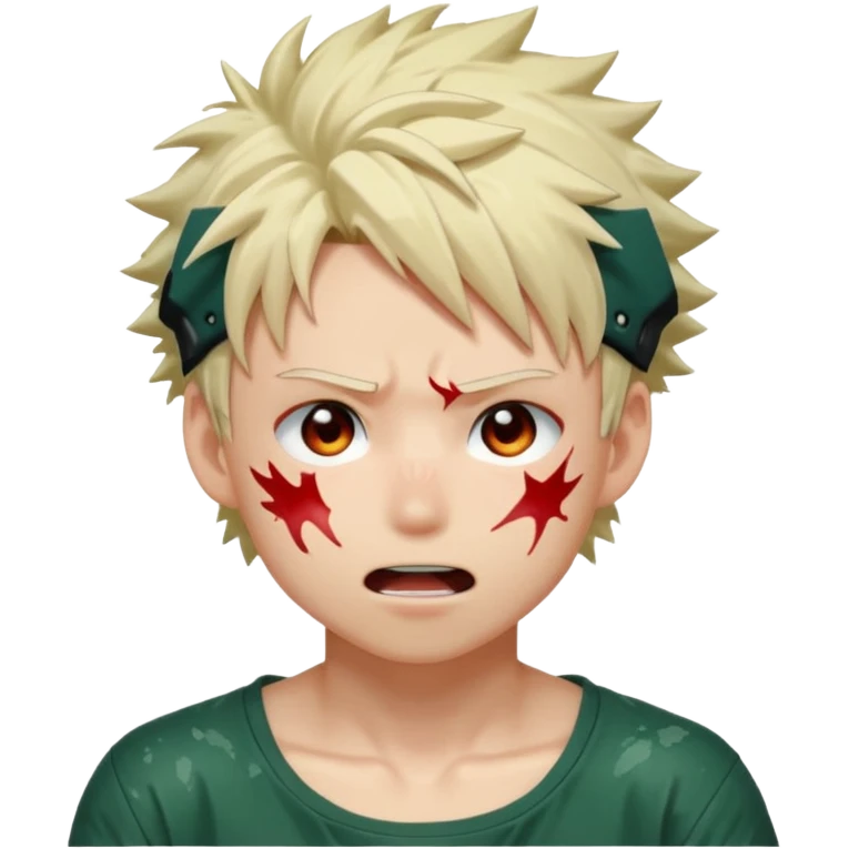 Katsuki Bakugo with his eyes rolled back and his eyebrows tilted back. His face showing physical delight and lust. Just face is blushed and white glue splattered around his mouth. emoji