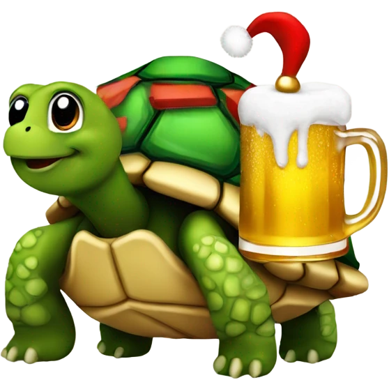 Christmas themed turtle with a beer emoji