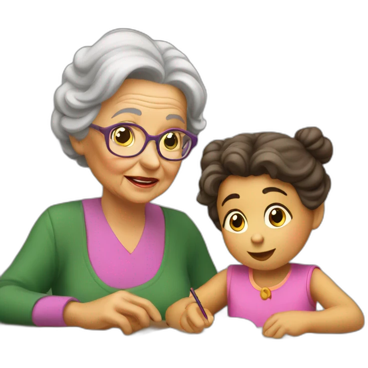 grandma tutoring little gypsy girl emoji
