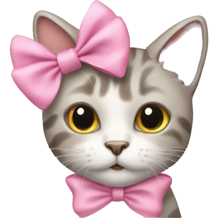 Cat with a pink bow emoji