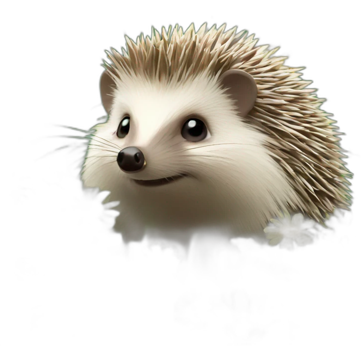 Hedgehog in a field of flowers with flowers  emoji