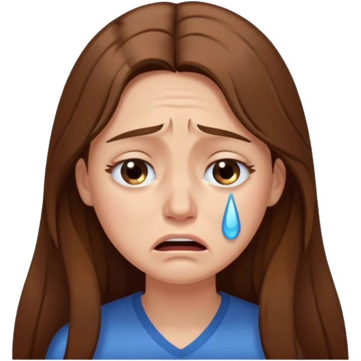 woman with long brown hair crying emoji