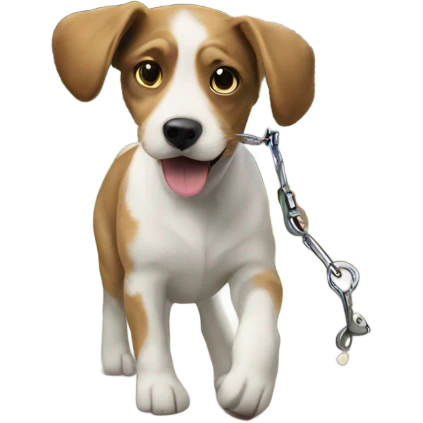 Puppy dog walking human on leash  emoji