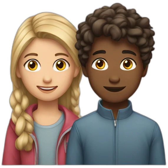 Un adolescent et une adolescente emoji