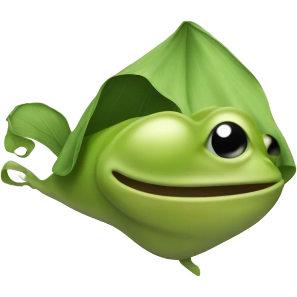A tadpole wearing a cape emoji