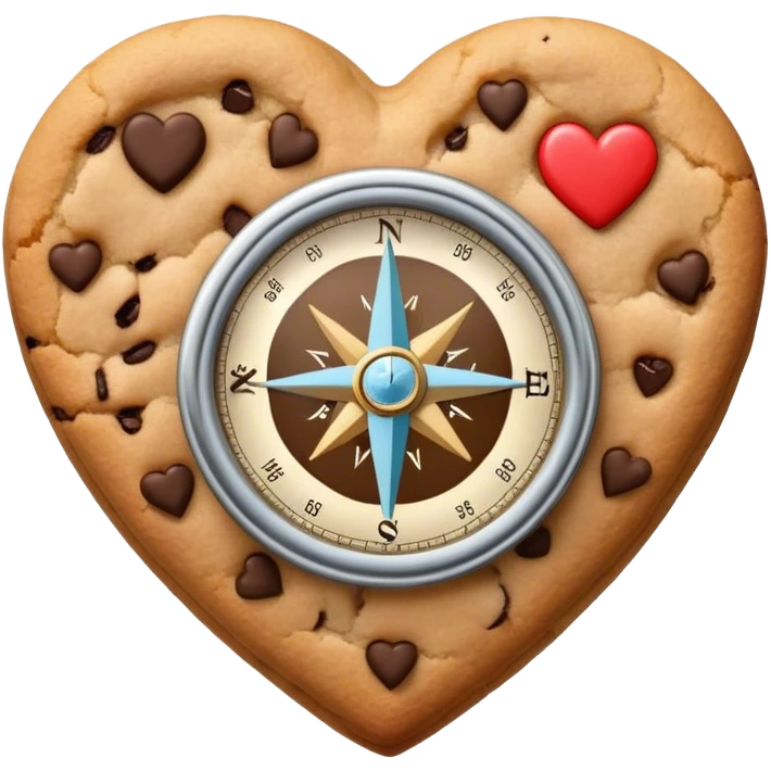 cookie heart with compass emoji