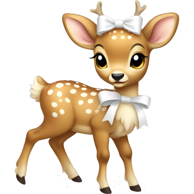full body baby deer wearing white bows emoji