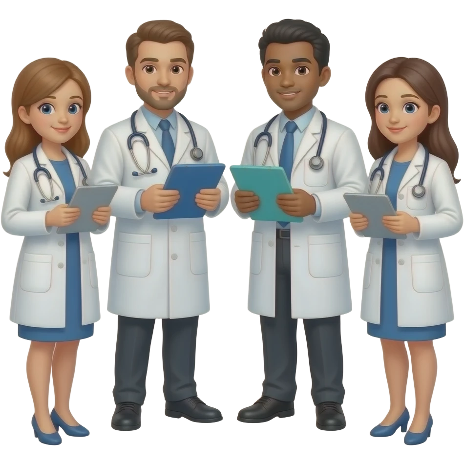 teamwork in a pharmacy setting in platinum emoji