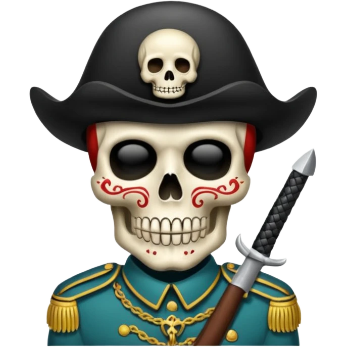 Una calavera 💀 soldado 🪖 mordiendo una bala en su boca emoji