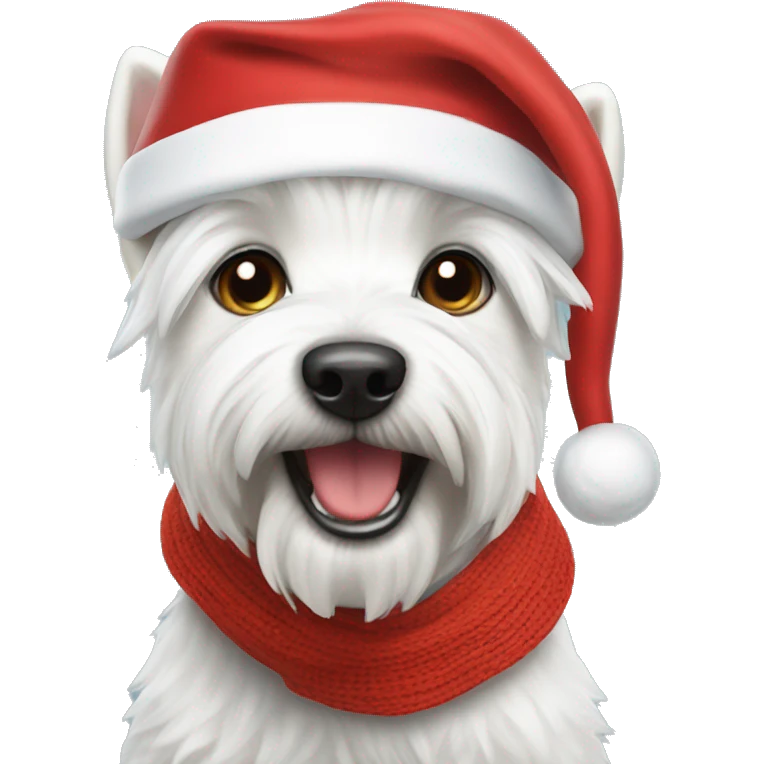 Westie in Santa hat and scarf emoji