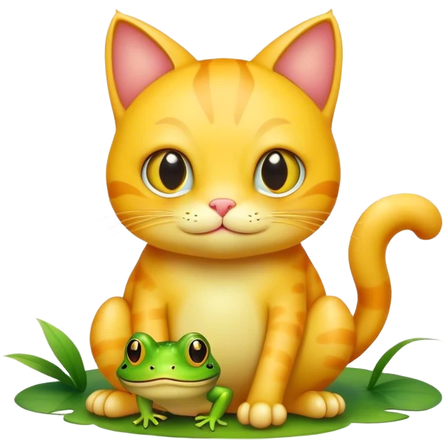 yellow cat with frog emoji