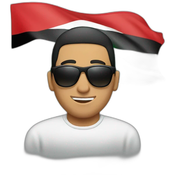 Muslim men with sunglasses take Palestine flag emoji