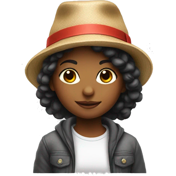 young girl with painting hat emoji