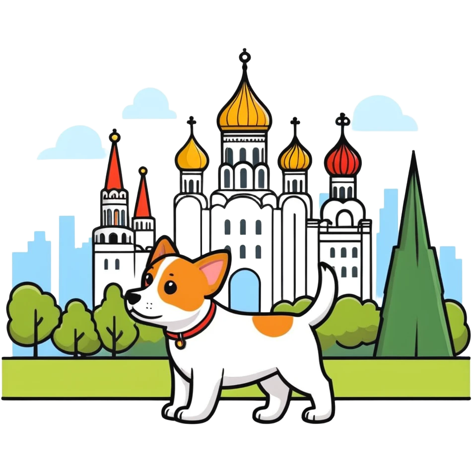 dog walking arround moscow emoji