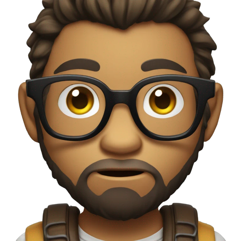 Handsome monkey boy with glasses, a beard, and playing video games  emoji