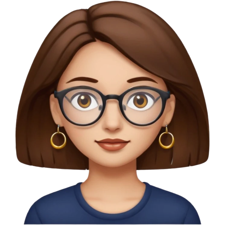 Women brown eye and brown hair with glasses and circle earing emoji