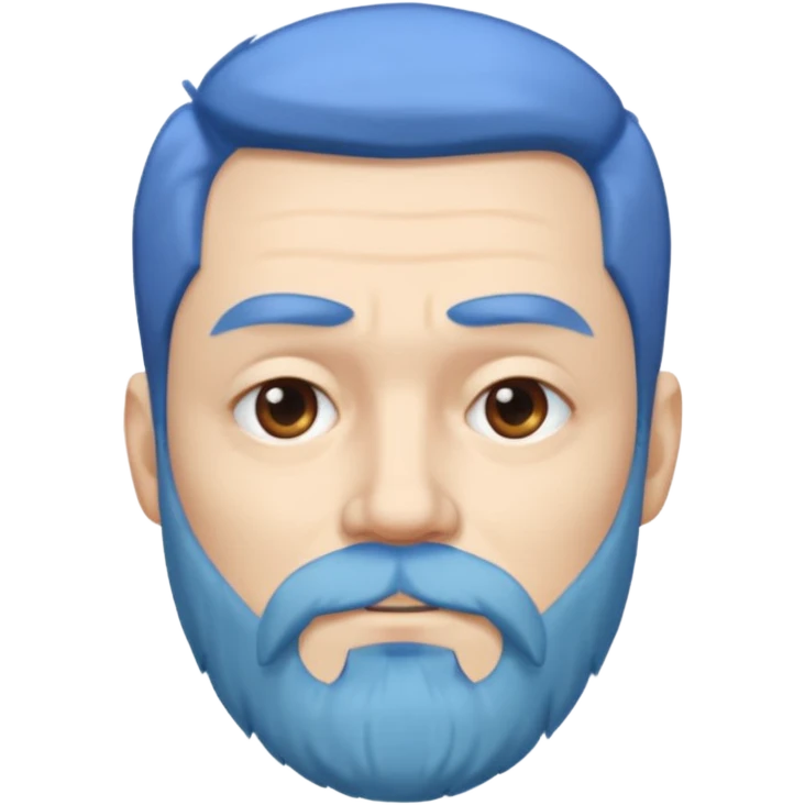 Middle-age, male, white skin, blue hair and blue beard emoji