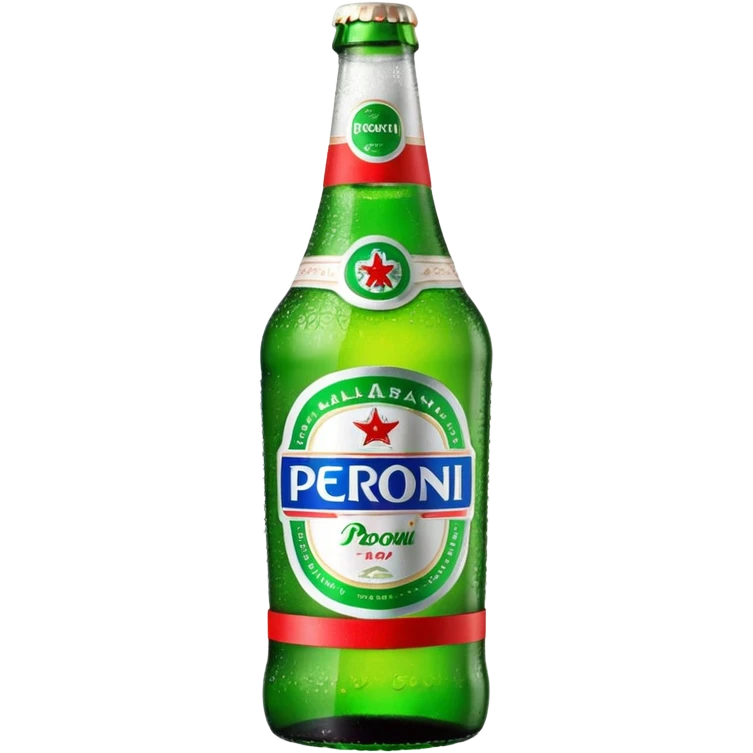 Glass bottle Peroni with red marketing tape emoji